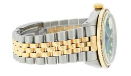 Rolex Mens 2 Tone 14K Green String Diamond & Ruby Diamond Datejust Wristwatch