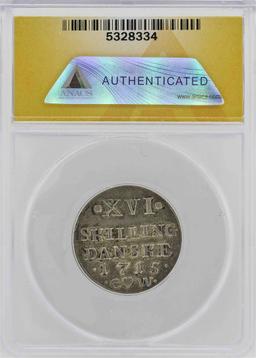 1715 Denmark Frederik IV 16 Skilling Coin ANACS XF40 Details