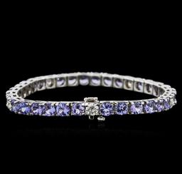 14KT White Gold 13.13 ctw Tanzanite and Diamond Bracelet