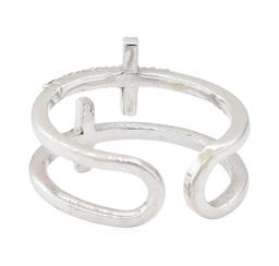 0.20 ctw Diamond Double Cross Motif Toe Cuff Ring - 14KT White Gold