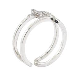 0.20 ctw Diamond Double Cross Motif Toe Cuff Ring - 14KT White Gold