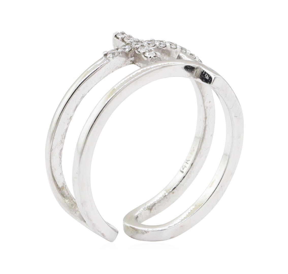 0.20 ctw Diamond Double Cross Motif Toe Cuff Ring - 14KT White Gold