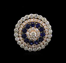 1.35 ctw Sapphire and Diamond Ring - 14KT Two-Tone Gold