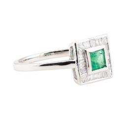 0.41 ctw Emerald and Diamond Ring - 18KT White Gold