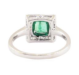0.41 ctw Emerald and Diamond Ring - 18KT White Gold