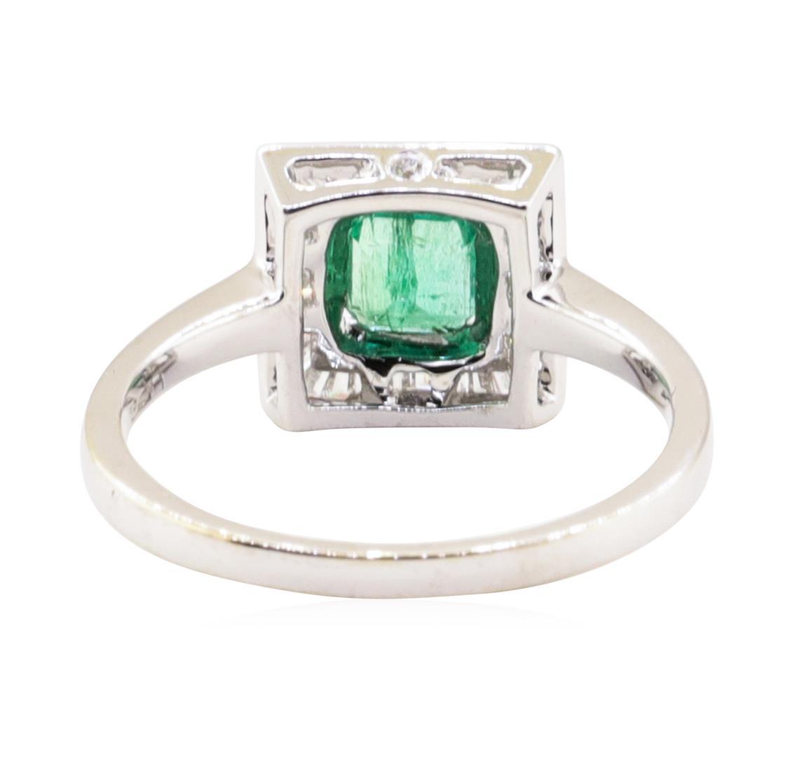 0.41 ctw Emerald and Diamond Ring - 18KT White Gold