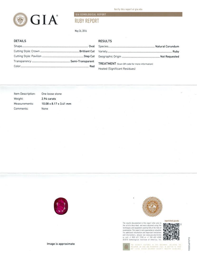 GIA Cert 4.54 ctw Ruby and Diamond Ring - 14KT White Gold