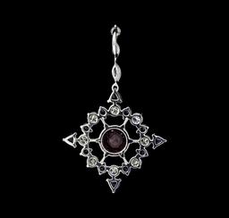 2.22 ctw Ruby, Sapphire and Diamond Pendant - 14KT White Gold