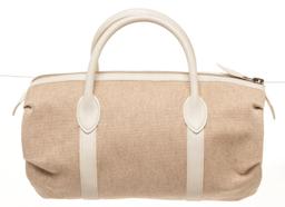Hermes Beige Canvas Sac Polochon M Shoulder Bag