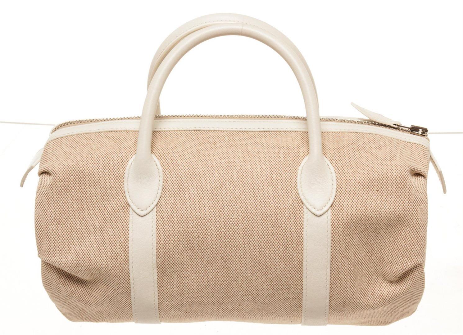 Hermes Beige Canvas Sac Polochon M Shoulder Bag