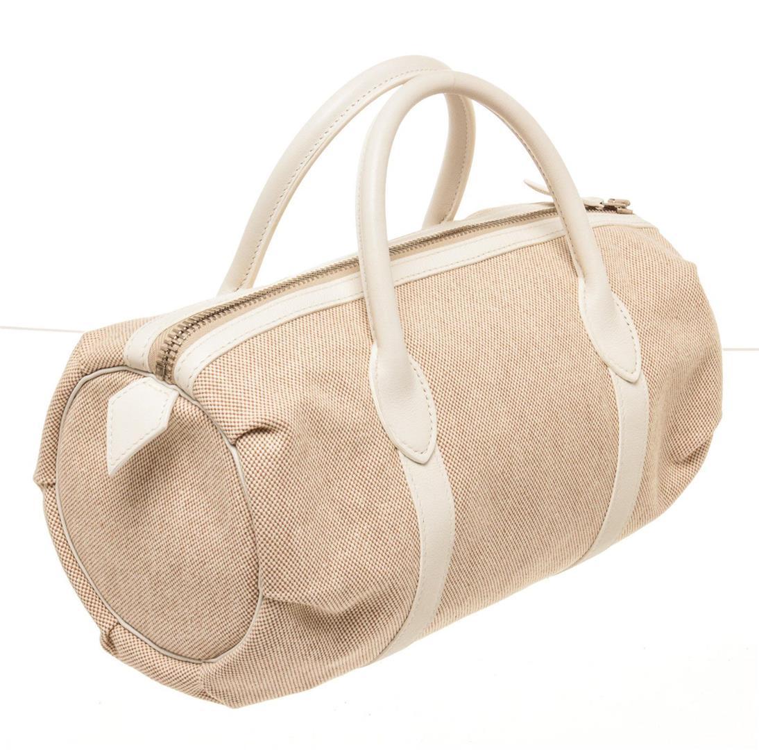 Hermes Beige Canvas Sac Polochon M Shoulder Bag