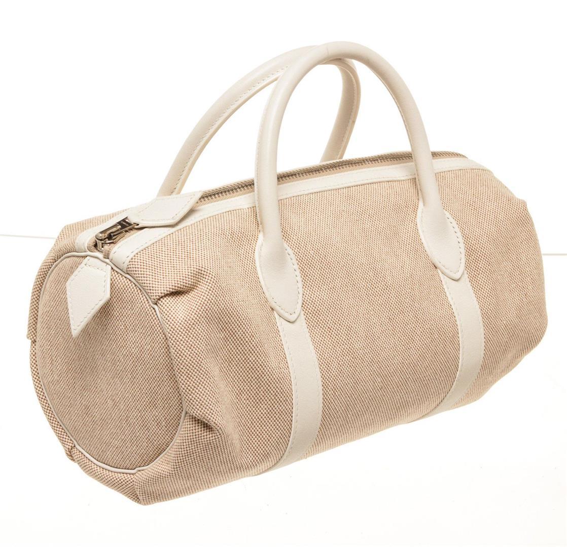 Hermes Beige Canvas Sac Polochon M Shoulder Bag