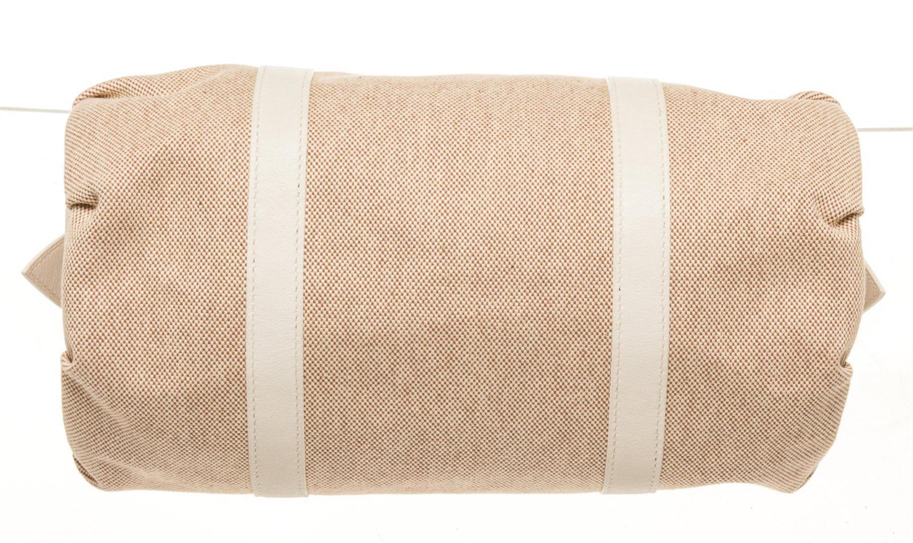 Hermes Beige Canvas Sac Polochon M Shoulder Bag