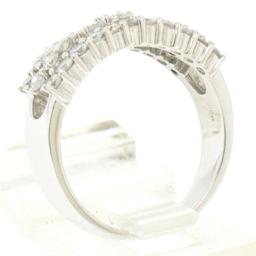 NEW 14k White Gold 1.03 ctw Round BRILLIANT Diamond Open Cluster Wide Band Ring