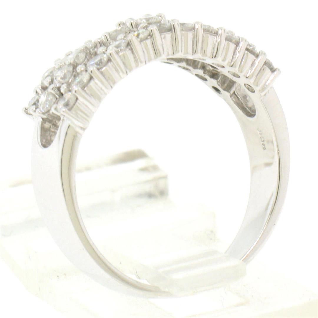 NEW 14k White Gold 1.03 ctw Round BRILLIANT Diamond Open Cluster Wide Band Ring
