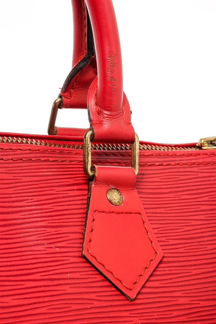 Louis Vuitton Red Epi Leather Speedy 25 Satchel Bag