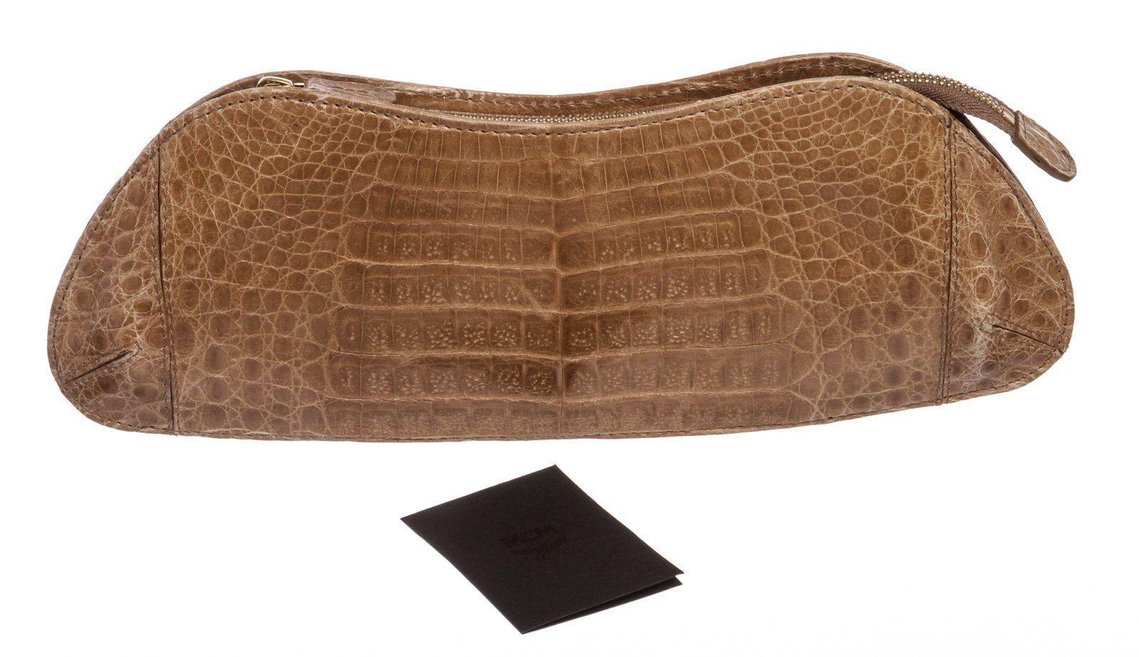 MCM Light Brown Crocodile Leather Evening Clutch