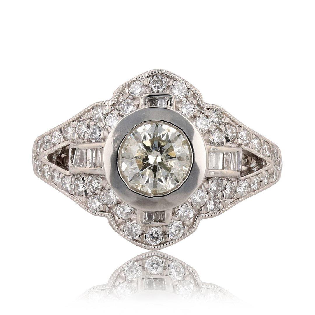 0.80 ctw CENTER Diamond Platinum Ring (1.44 ctw Diamonds)