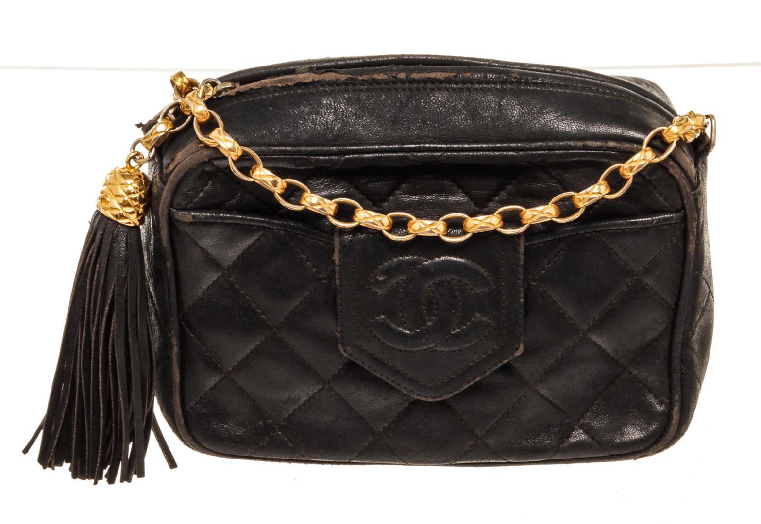 Chanel Black Leather CC Camera Shoulder Bag