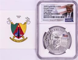 2020 Cameroon S1000F Donald Trump All Together High Relief PF 70 Ultra Cameo 1oz