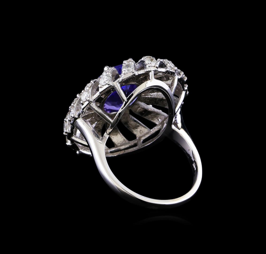 4.17 ctw Tanzanite and Diamond Ring - 14KT White Gold