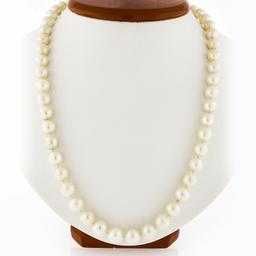 Classic 30" Long 8-8.5mm Round Cultured Pearl Single Strand Slip On Necklace