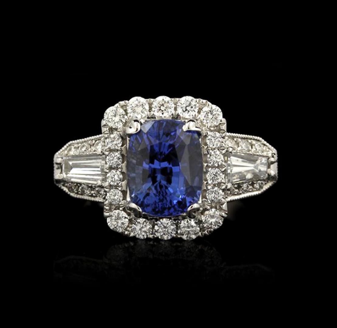 18k White Gold 2.88 ctw Sapphire 1.23 ctw Diamond Ring