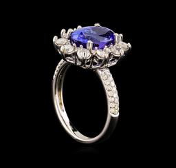 14KT White Gold 3.69 ctw Tanzanite and Diamond Ring