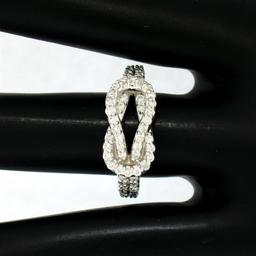 14K White Gold 1.05 ctw Round Brilliant Diamond Interlocking Loop Love Knot Ring