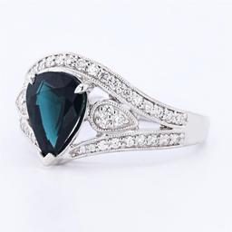 2.32 ctw Blue Sapphire and 0.35 ctw Diamond Platinum Ring