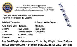 4.30 ctw Tanzanite and 0.23 ctw Topaz Bracelet