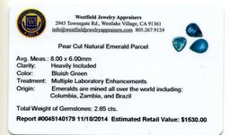 2.65 ctw Pear Cut Natural Emerald Parcel