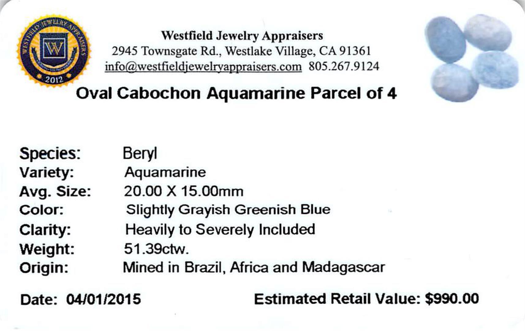 51.39 ctw Oval Cabochon Aquamarine Parcel