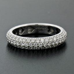 Javda 14K White Gold 2.50 ctw Diamond 4.15mm Domed 3 Row Eternity Band Ring Sz 7