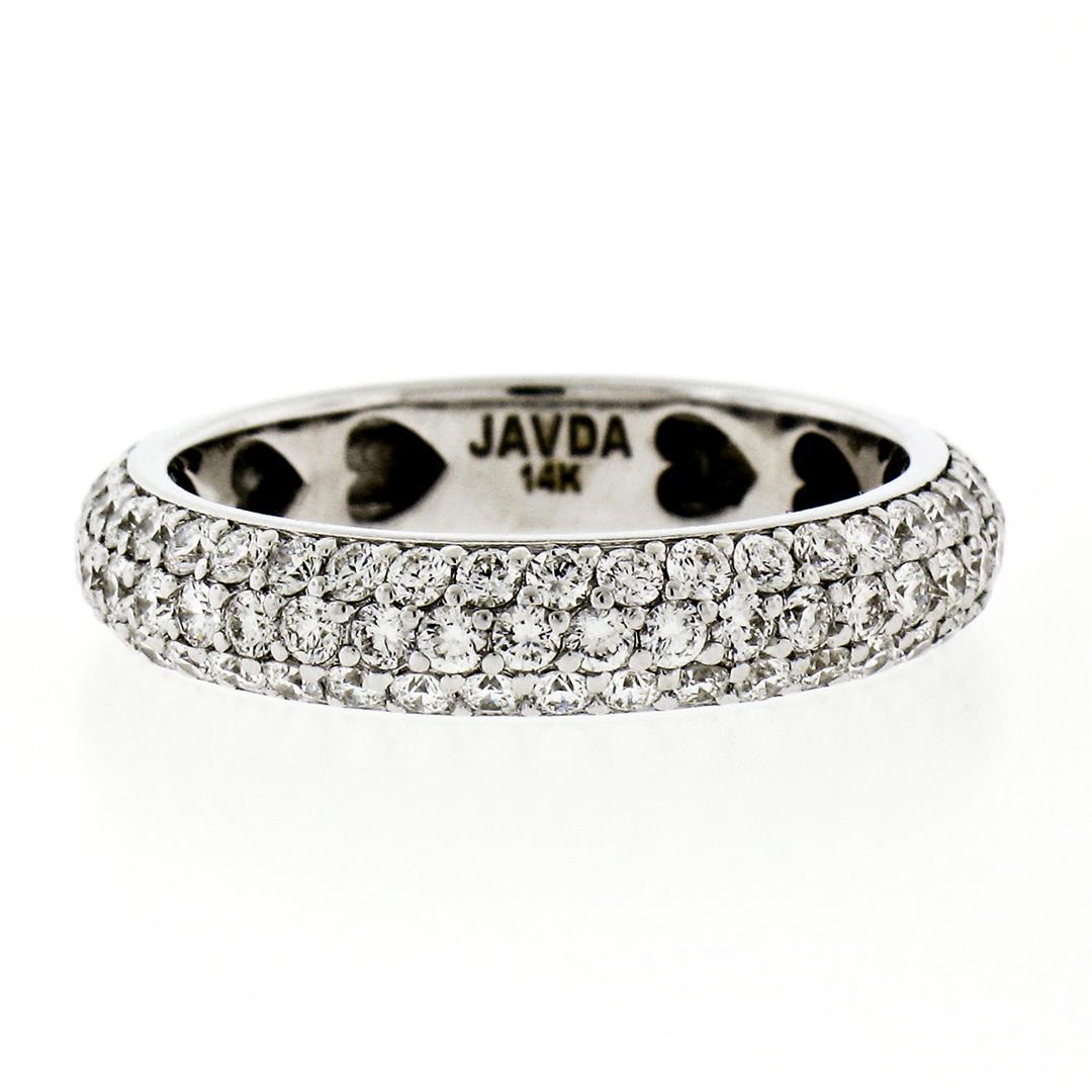 Javda 14K White Gold 2.50 ctw Diamond 4.15mm Domed 3 Row Eternity Band Ring Sz 7