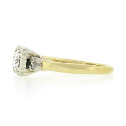 Vintage 14k Two Tone Gold 0.68 ctw Old European Diamond Solitaire Engagement Rin