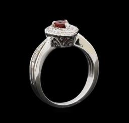 0.50 ctw Diamond and Tourmaline Ring - 14KT White Gold