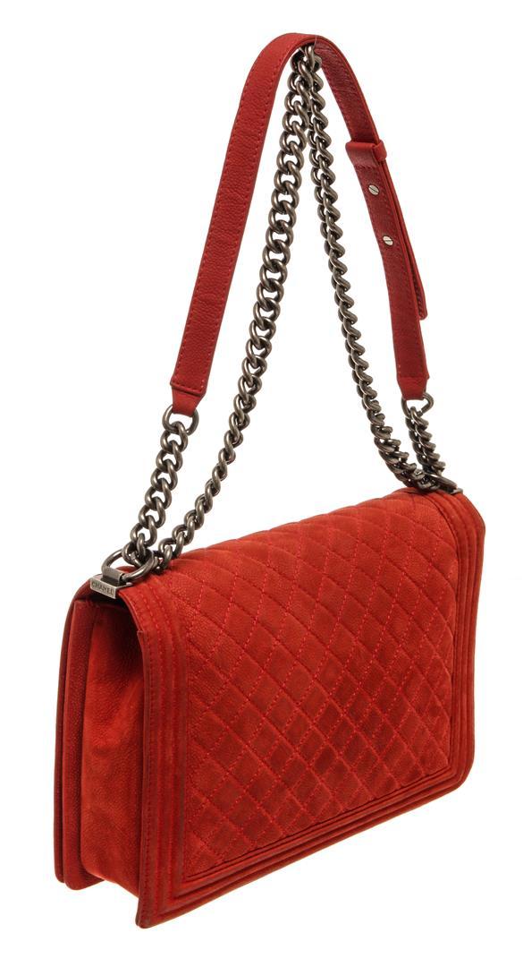 Chanel Red Soft Matte Caviar Leather Boy Large Flap Bag