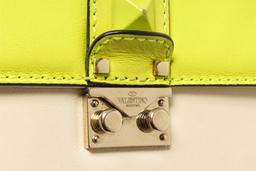 Valentino Yellow Green Leather Glam Lock Shoulder Bag