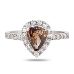 0.90 ctw Fancy Brown CENTER Diamond Platinum Ring (1.39 ctw Diamonds)