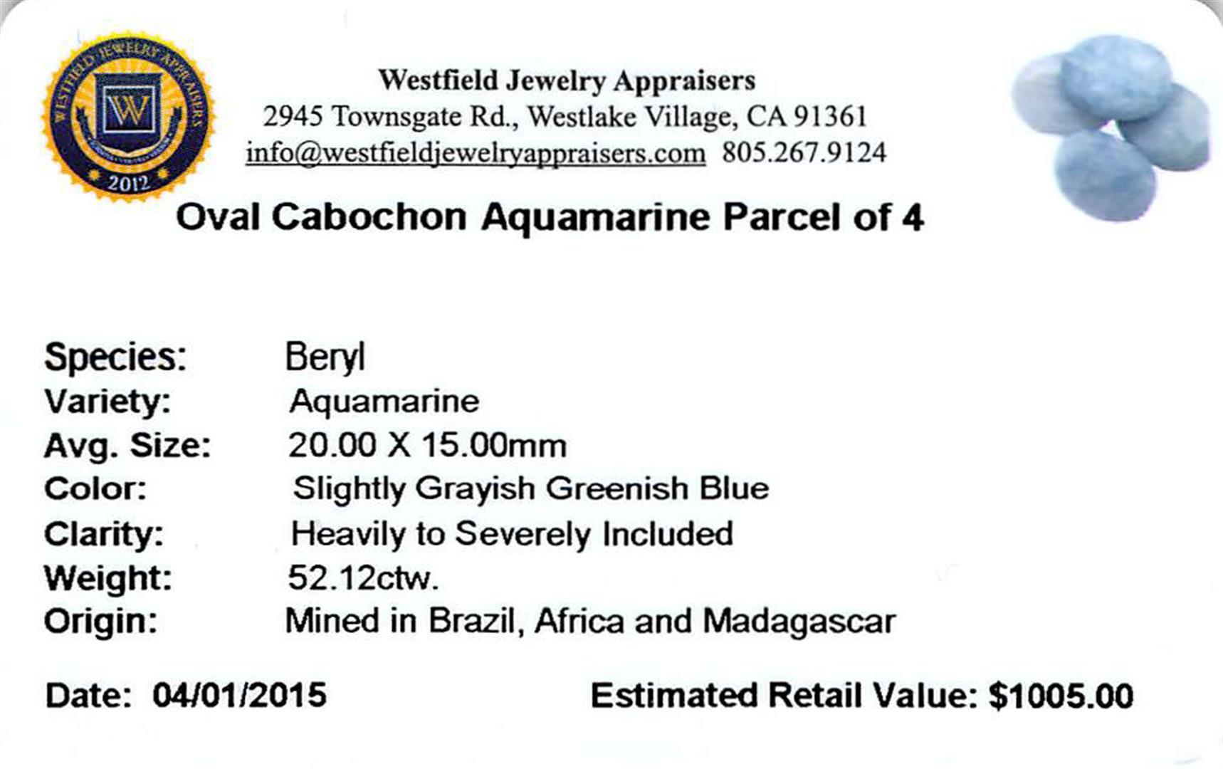 52.12 ctw Oval Cabochon Aquamarine Parcel