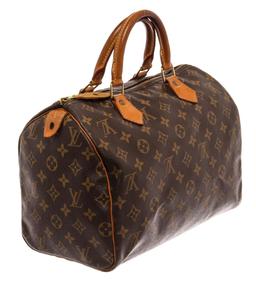 Louis Vuitton Brown Monogram Canvas Leather Speedy 30 Satchel Bag