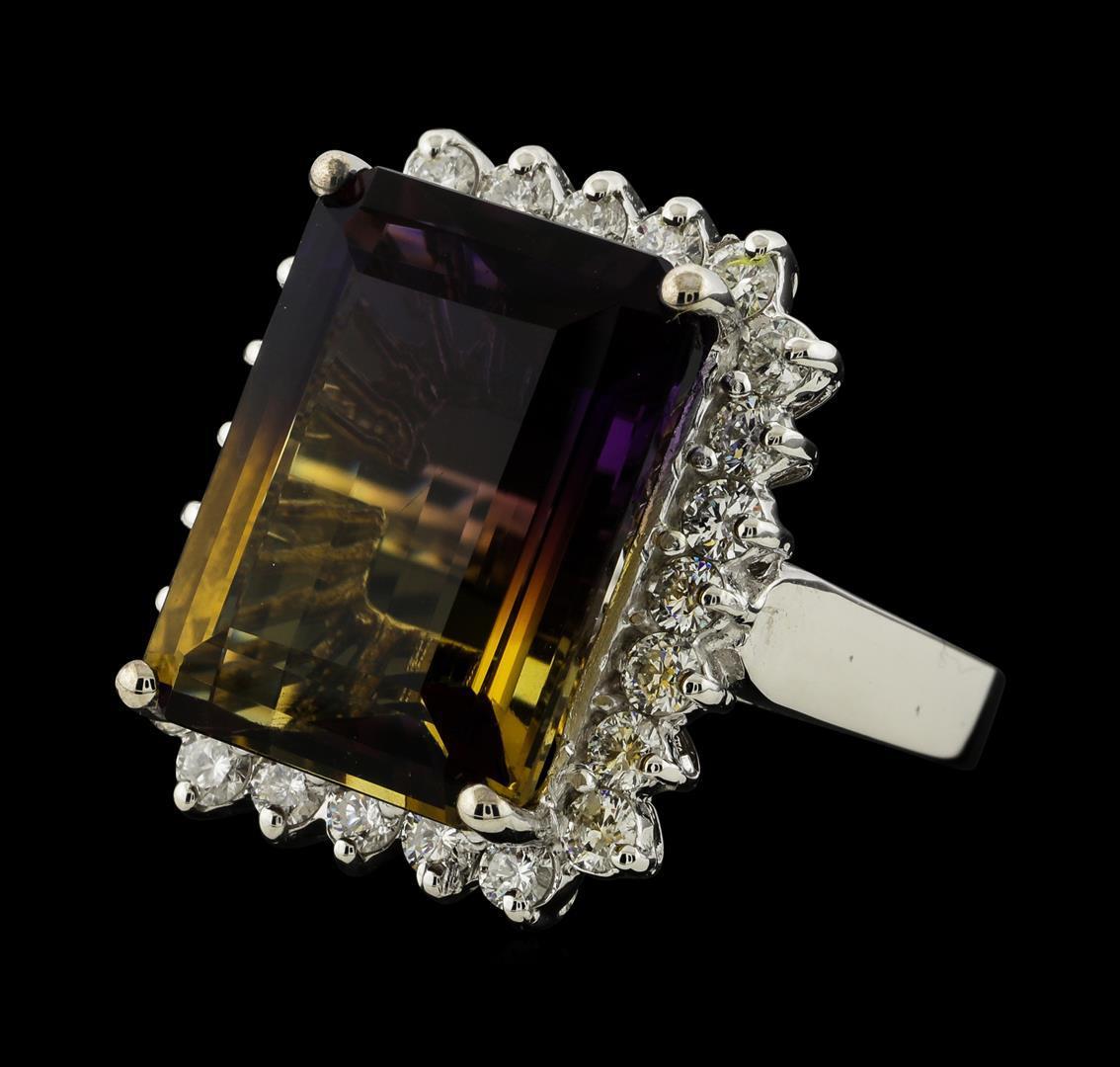 12.15 ctw Ametrine Quartz and Diamond Ring - 14KT White Gold