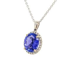 5.12 ctw Tanzanite & Diamond Pendant - 14KT White Gold