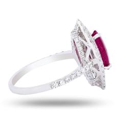 1.65 ctw Ruby and 1.01 ctw Diamond Platinum Ring