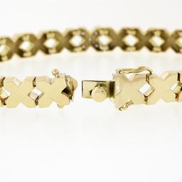 Estate 14K Yellow Gold Smooth Polished "X" Diamond Link Line Stackable Bracelet