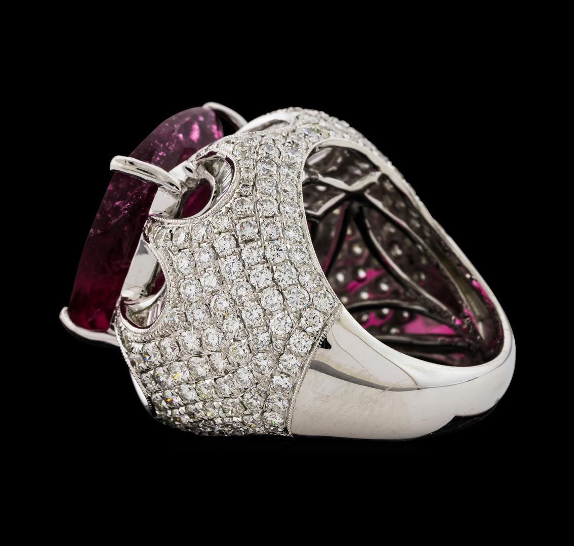 17.68 ctw Pink Tourmaline and Diamond Ring - 18KT White Gold