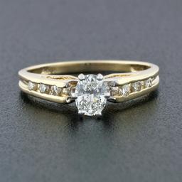 Estate 14k Two Tone Gold .50 ctw Oval Diamond Solitaire Engagement or Promise Ri