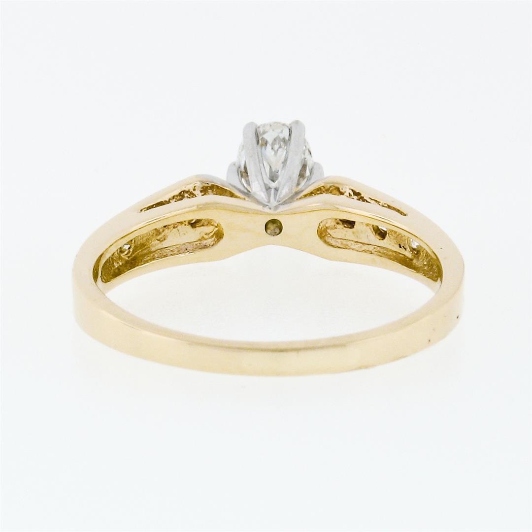 Estate 14k Two Tone Gold .50 ctw Oval Diamond Solitaire Engagement or Promise Ri