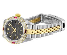 Rolex Quickset Ladies 2Tone 18K Gold Diamond And Ruby Datejust Watch